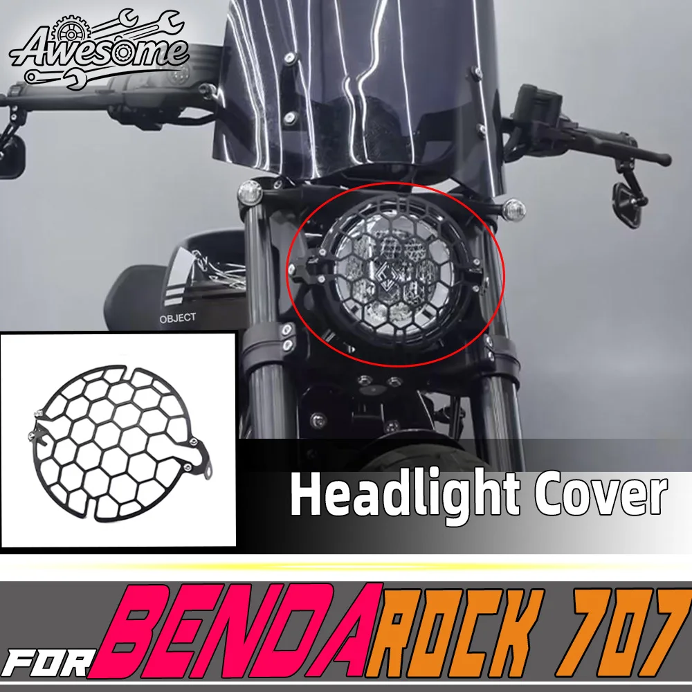 Aluminum Alloy Retro Honeycomb Headlight Grille Protective Cover Fit BENDA ROCK707
