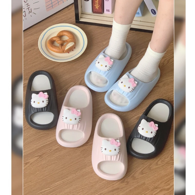 

Kawaii Sanrio Hello Kitty Cartoon Non-slip Summer Soft Sole Wear-Resistant Home Bathroom Computer Cute Women's Slippers Gift