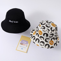 Double Sided Kids Hats Baby Bucket Hat Cute Letter Embroidered Children Boys Girls Fisherman Panama Cap Summer Outdoor Sun Hat