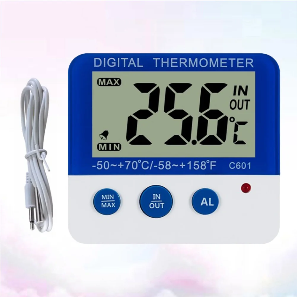 1PC C601 Indoor And Outdoor Thermometer Digital Refrigerator Freezer Thermometer High And Low Temperature Alarm Kitchen