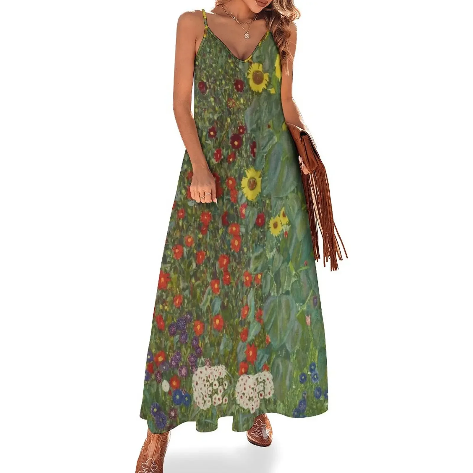 

Gustav Klimt - Farm Garden With Sunflowers (1907) Sleeveless Dress cute dress dresses for womens summer dress woman 2025 trendy