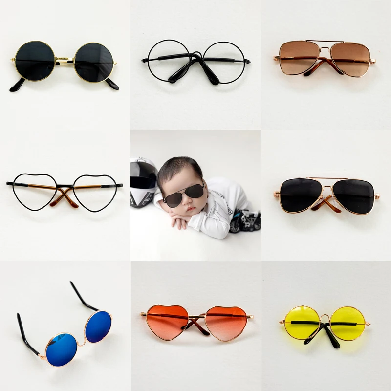 Baby Glasses Newborn Photography Props Baby Girl Boy Heart-Shaped Creative Sunglasses Studio Infants Photo Eye Wear Accessories