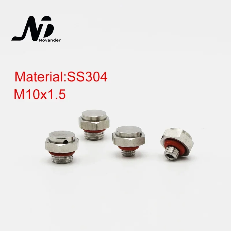 10 قطعة M10x1.5 المعادن المسمار تنفيس التوصيل SS304 M10 * 1.5 الفولاذ المقاوم للصدأ تنفس الهواء المسمار تنفيس صمام