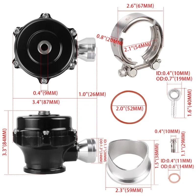 Suitable for automotive modification parts: turbo pressure relief valve, turbo exhaust valve, QR 50mm pressure relief valve
