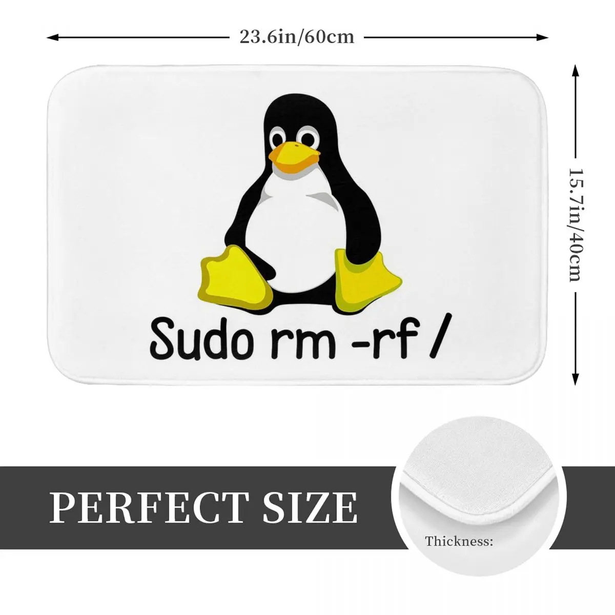 Sudo Rm -rf Programmer Tux Coder Java Linux Penguin Anti-slip Doormat Floor Mat Carpet Rug for Kitchen Entrance Home Footpad Mat