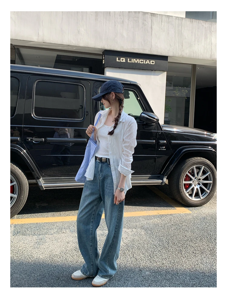 Frauen Bluse Sommer Frauen Hemd Streifen Blusen Frühling Lange Weibliche Maxi Blusas Casual Vintage Langarm Baumwolle Oversize Lose
