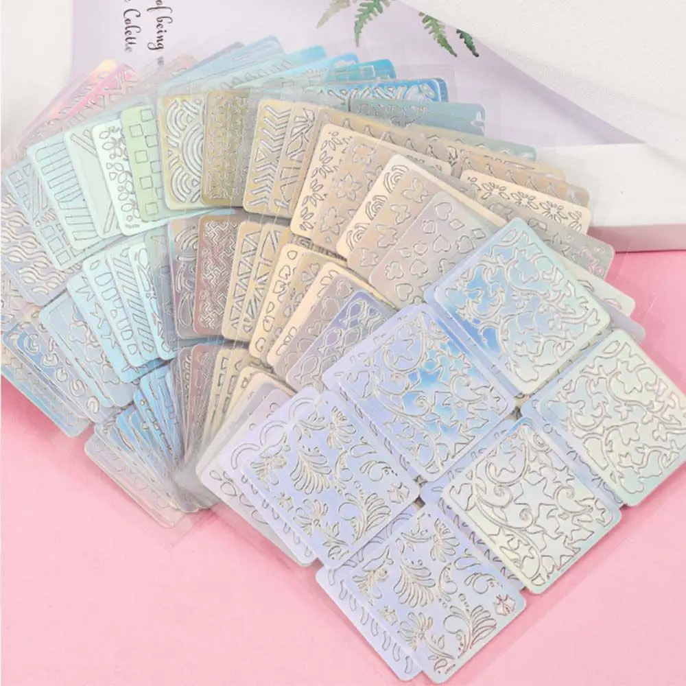 Tool Holographic Nail Template Mixed Nail Templates Nail Stamping Plates Nail Art Hollow Stickers Transfer Laser Stencil