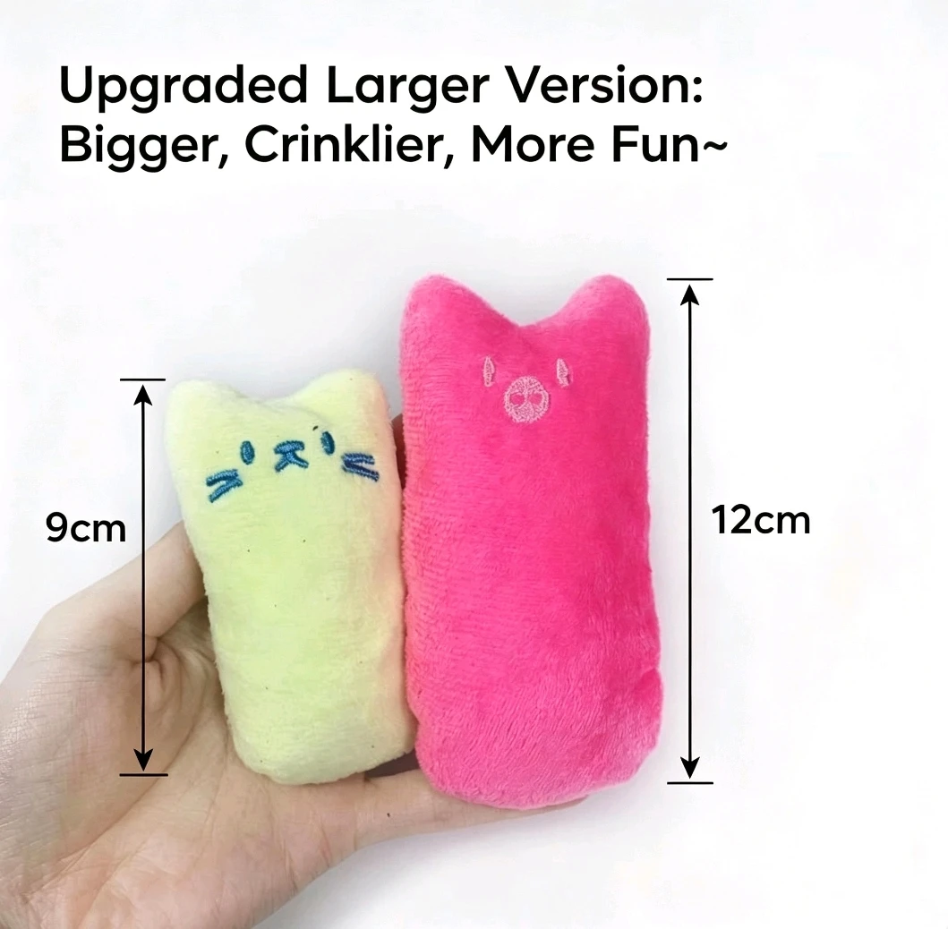Pet Cat Mint Toy, Plush Toy with Sound-Producing Paper, Chewable Toy for Cats, Enrichment Toy That Is Durable and Helps Clean Te