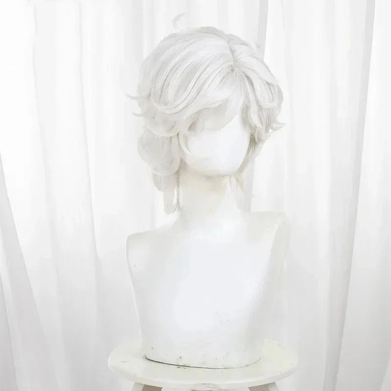 

TYV55Game Identity V Emil Patient Cosplay Wig White Short Hair Hallowen Play Role Cos WigL]]L25