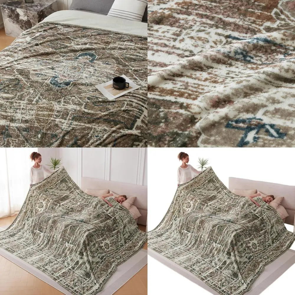 

Огромное одеяло 120x120 в винтажном стиле, идеально подходящее для кровати, путешествий, кемпинга и семейного использования на открытом воздухе.