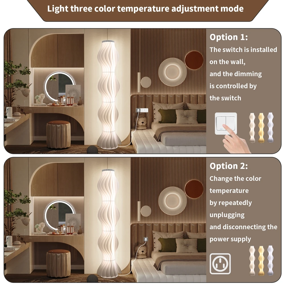 Lampadaire LED à colonne à intensité variable avec abat-jour design jupe Hula, lampe haute d'angle pour salon, chambre à coucher ou décoration de bureau.