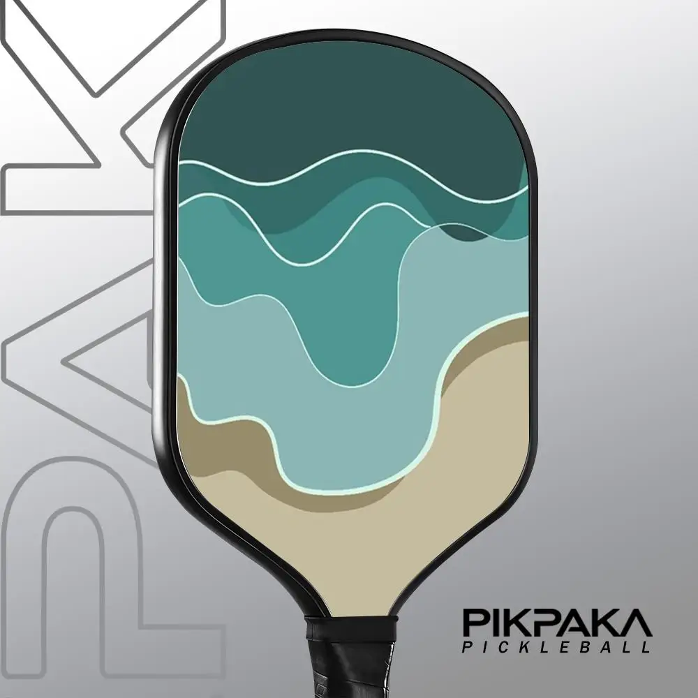 مجموعة مجداف Pickleball المعتمدة من USAPA T700 من ألياف الكربون Unibody مع طاقة أساسية على شكل قرص العسل مقاس 16 مم وموجات بحرية