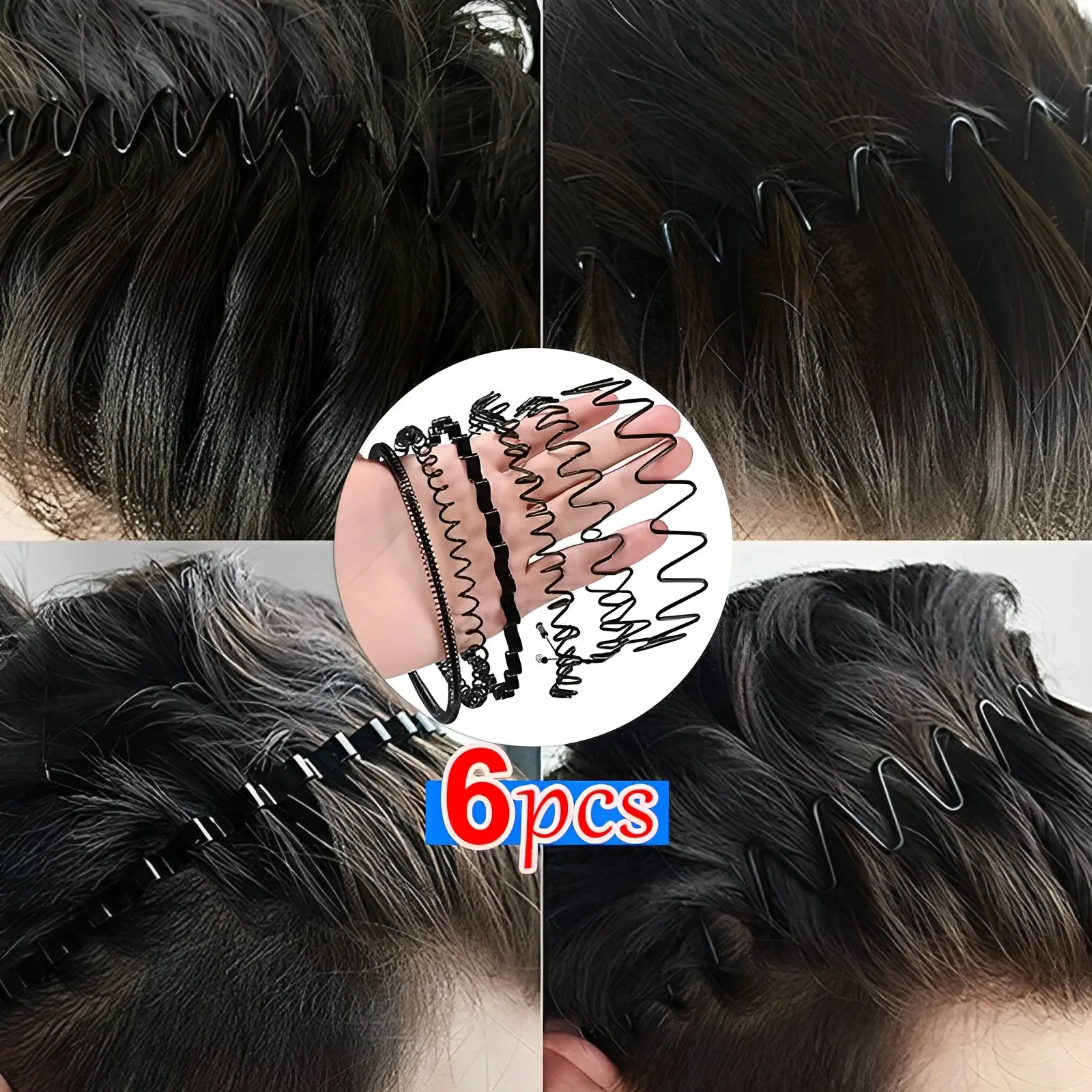 Unisex Metal Wavy Spring Hair Hoop Lack Non Slip Outdoor Sports Headbands Simple Hairband For Women Men Face Washing Headdress