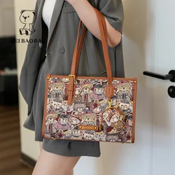 Beibaobao 2024 New Shoulder Bag Commuter Large Capacity Tote Bag Casual Cartoon Bear Fashion Women's Bag Handbag