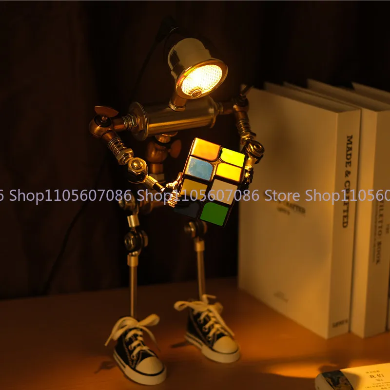 Industrial Style Computer Atmosphere Light Punk Handmade Robot Desktop Ornament