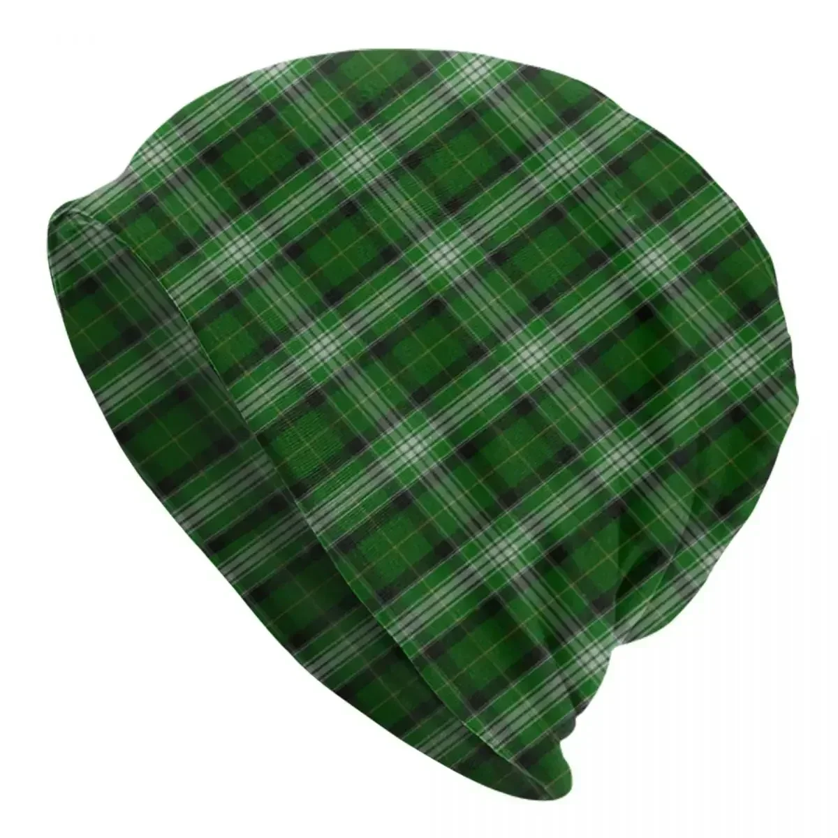 Green And White Scottish Tartan Flannel Plaid Skullies Beanies Hats Warm Autumn Winter Cap Knitted Bonnet Caps for Men Women