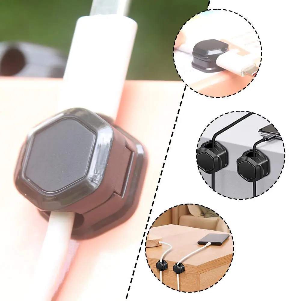 Magnetic Cable Organizer Data Cable Take-up Card Punch-free Holder Desktop Phone Organizer Cable Desktop R2G3