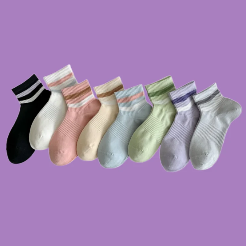 2/4 Pairs Summer High Quality Mid-tube Socks Cotton Breathable Sweat-absorbing Short Socks Boneless Thin Versatile Low-top Socks