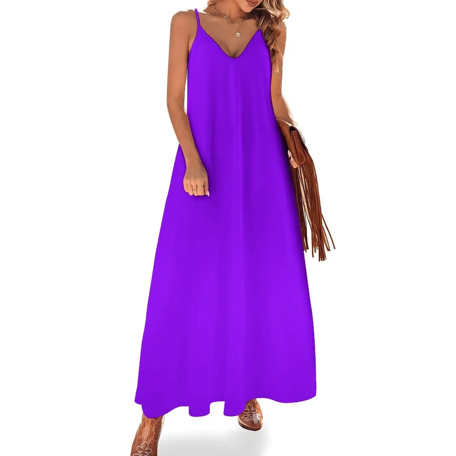 

SOLID PLAIN Electric Violet Neon Violet OVER 100 SHADES OF PURPLE BY OZCUSHIONS Sleeveless Dress Women dresses summer Dress