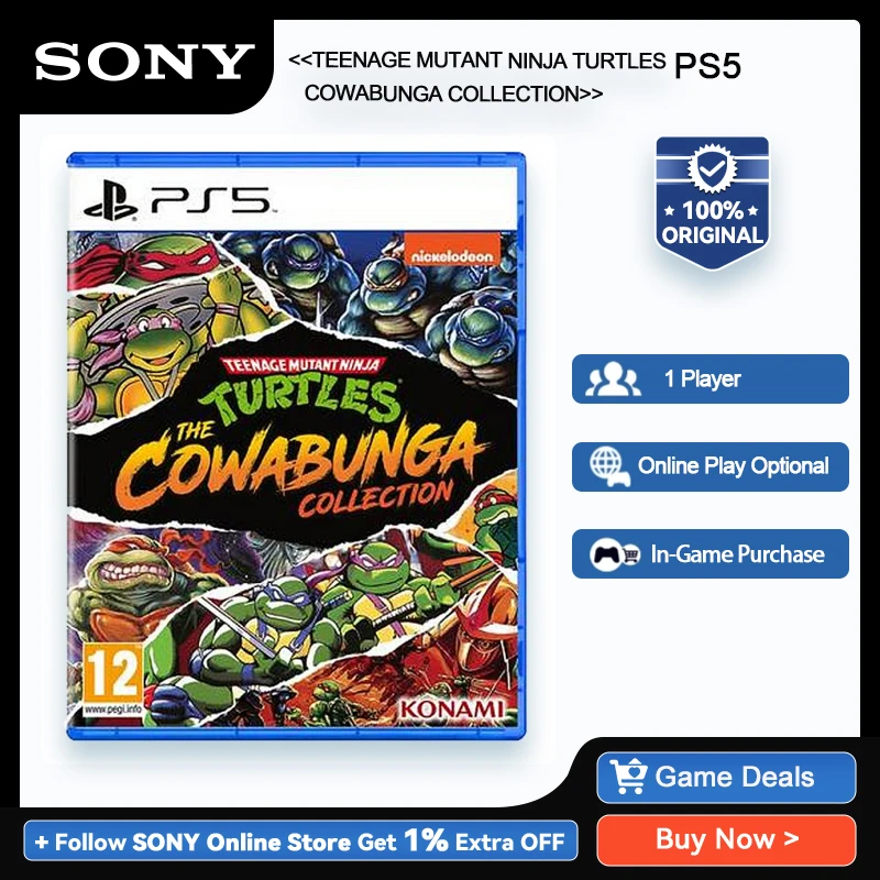 Sony PlayStation 5 TEENAGE MUTANT NINJA TURTLES COWABUNGA COLLECTION PS5 Game Deals for Platform PlayStation5 PS5 Game Disks