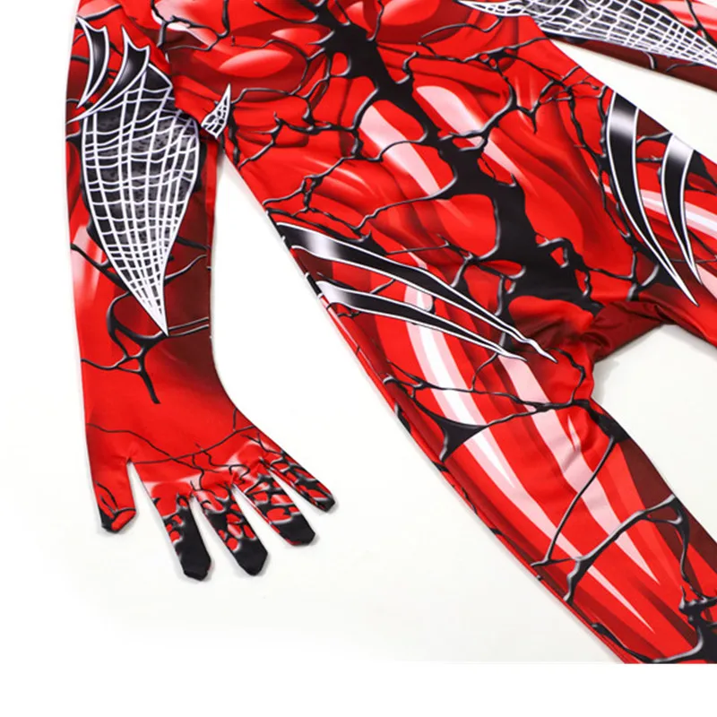 بدلة ريد جوين ستايسي سبايدر زي البطل الخارق الأحمر المطبوع بذلة بقلنسوة قناع الهالوين زي تنكري لعمر 3-12 سنة