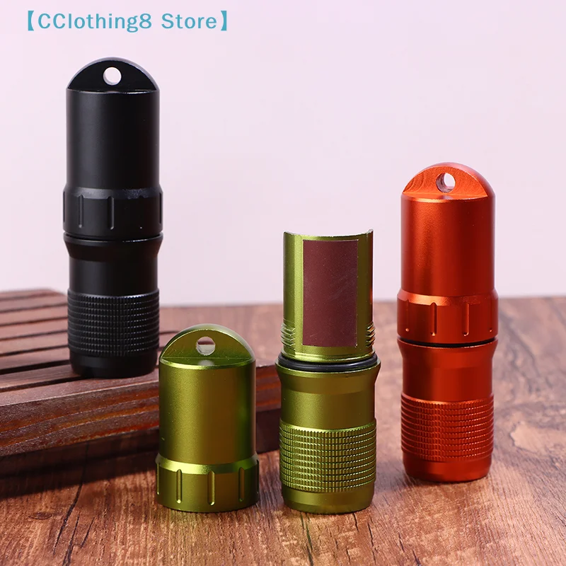 Pill Case Waterproof EDC Container Capsule Airtight Aluminum Alloy Pill Bottle Keychain Travel Pill Holder Organsizer【AliS8】
