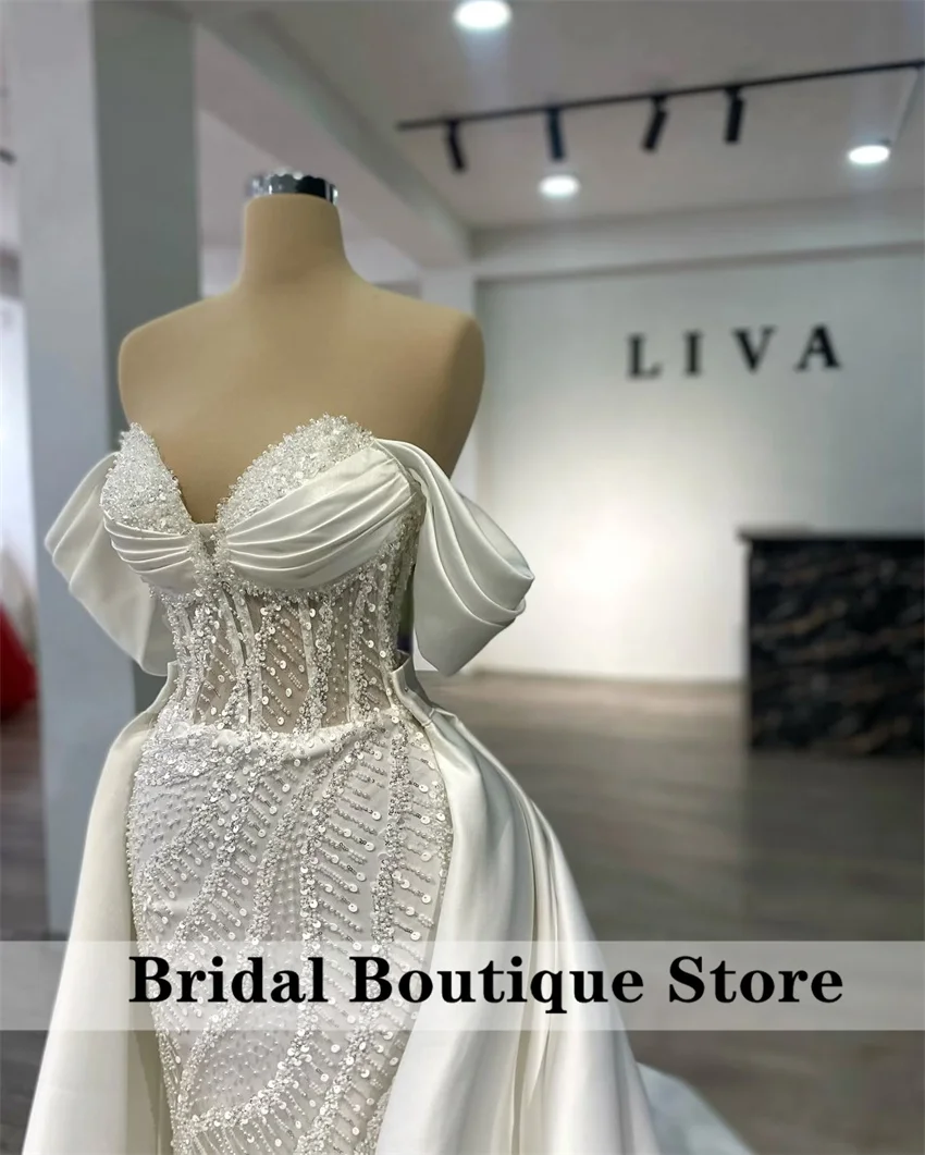 Robe de soirée CitroMermaid avec perles chérie, robe d'anniversaire blanche, vêtements de paupières éducatifs, longue robe de mariage personnalisée, luxe