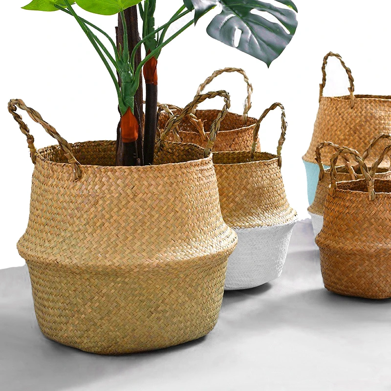 

Seagrass Storage Basket Flower Pot Storage Basket Cesta Mimbre Baskets Dirty Clothes Rattan Hanging Woven Plant Pot home decor