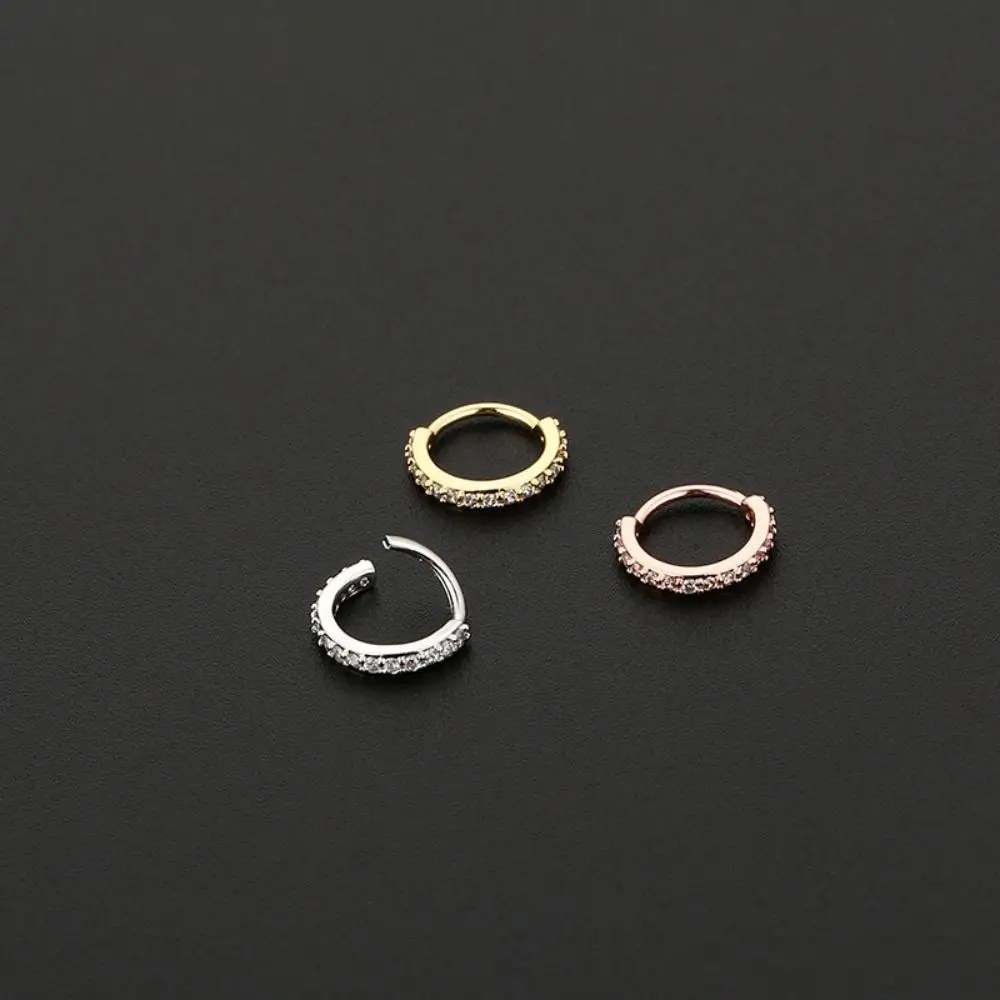 Punk Round Cubic Zircon Nose Ring Europe and America Nose Septum Cartilage Helix Piercing Earring Copper Hypoallergenic