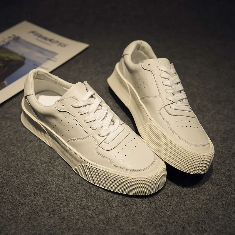 New Men Cow Leather Casual Shoes Fashion Concise Flat Skate Shoes Young Man Cool Loafer