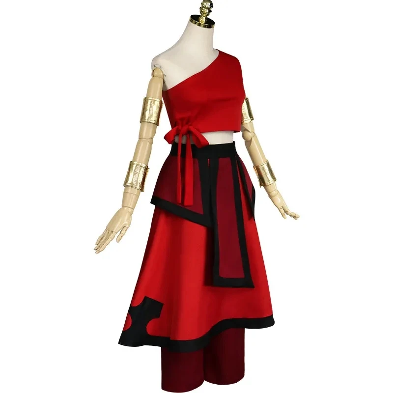 Costume Cosplay de la Nation du enquêter d'Anime Katara Avatar le Dernier maître de l'air, Uniforme Rouge, Vêtements de Carnaval d'Halloween pour Femme Adulte