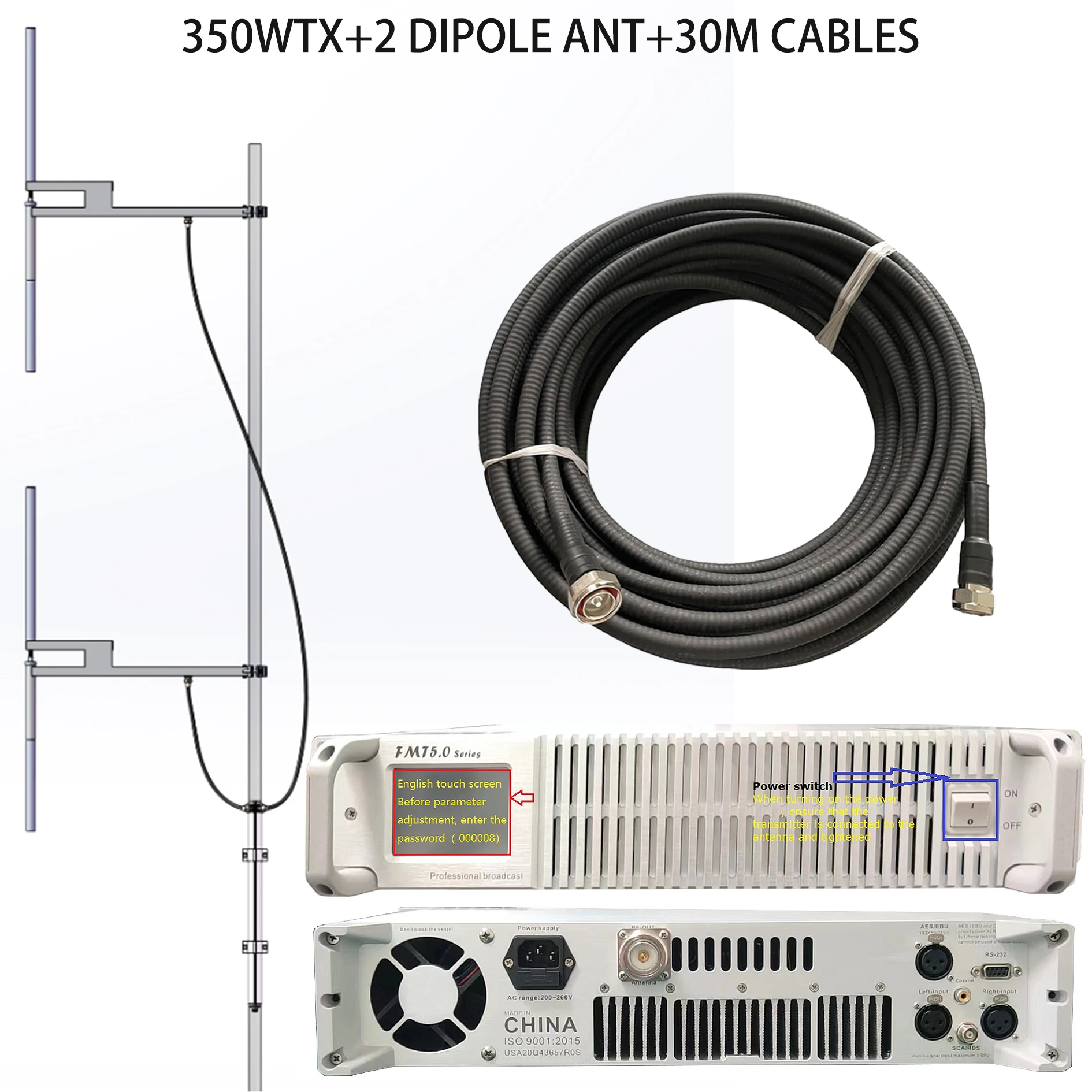 FMT5.0-350H Professional Radio Broadcast DIGITAL Transmitter  Broadcast Signals Cover Base Station Signal Coverage Range 10-30km