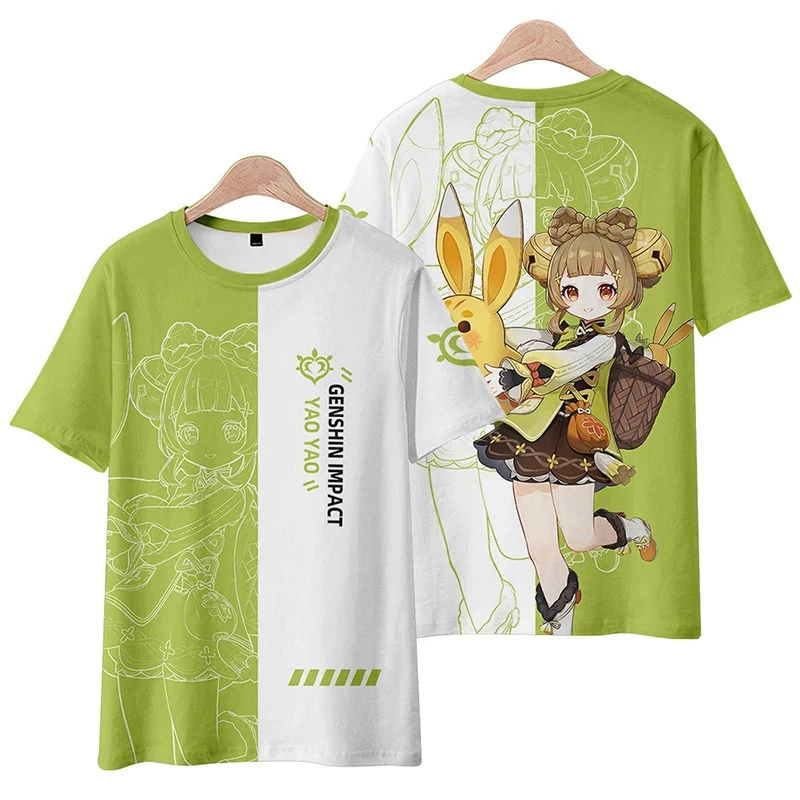 Summer Newest Game Genshin Impact Yaoyao 3d Print Children Wear Boy Girl Y2k Oversiz Short Sleeve Tops Kids Adults Harajuku Tees