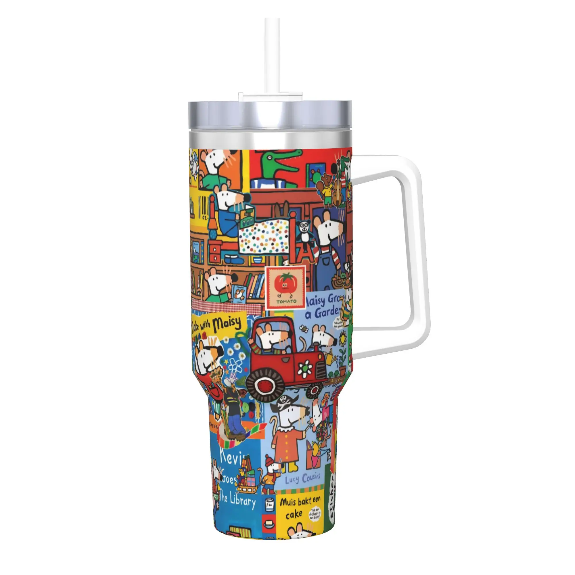 Maisy Mouse Tumbler 40oz Stainless Steel Double Wall Vacuum Insulated  Mug With Straw