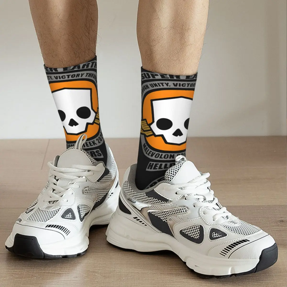 Hip Hop Vintage czaszka szalona męska skarpety uciskowe Unisex H-Helldivers Harajuku bezszwowa drukowana zabawna nowość Happy Crew Sock