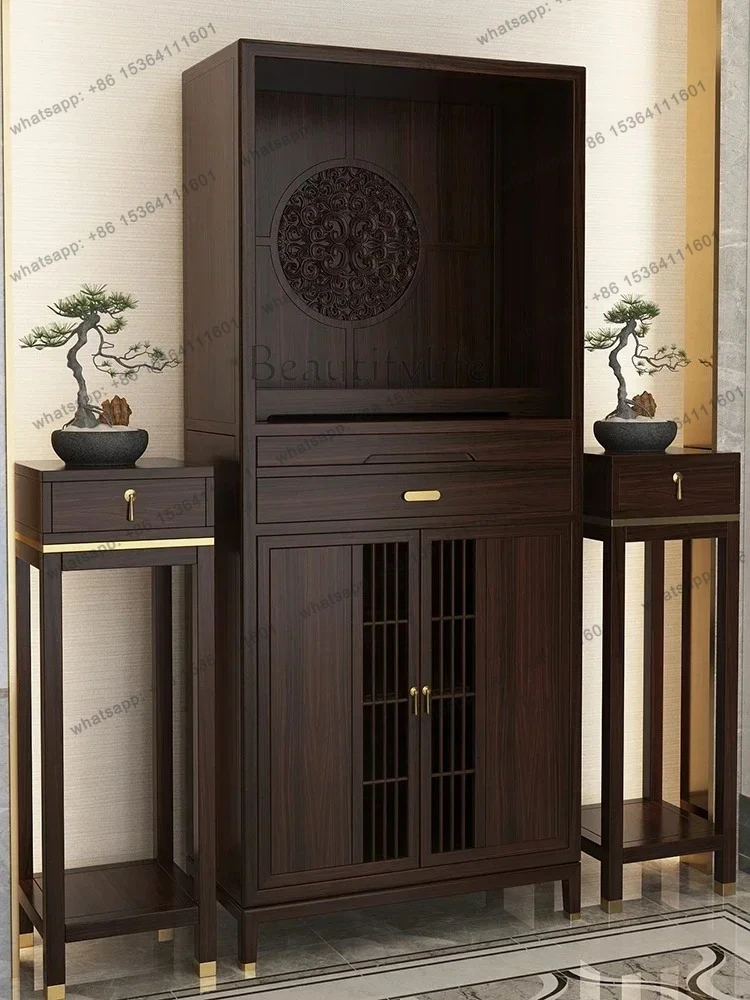 

yj9 Nuovo cinese Noce Ugyen Legno Buddha Nicchia Legno massello Buddha Cabinet Soggiorno Dio della ricchezza Culto Tavolo di inc