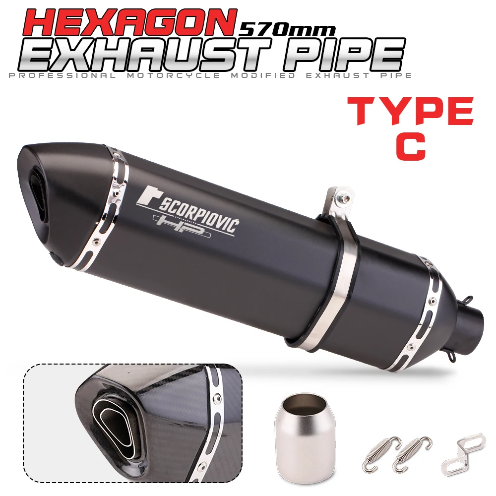 Universal 570mm Motorcycle  Racing Exhaust Modified Muffler DB Killer Stainless Steel 570mm Silencer