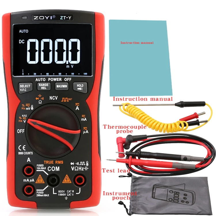 Imagem -06 - Zoyi-zt-y Multifuncional Multímetro Digital para Eletricistas Notificação Automática Vfc Frequency Conversion Measurement