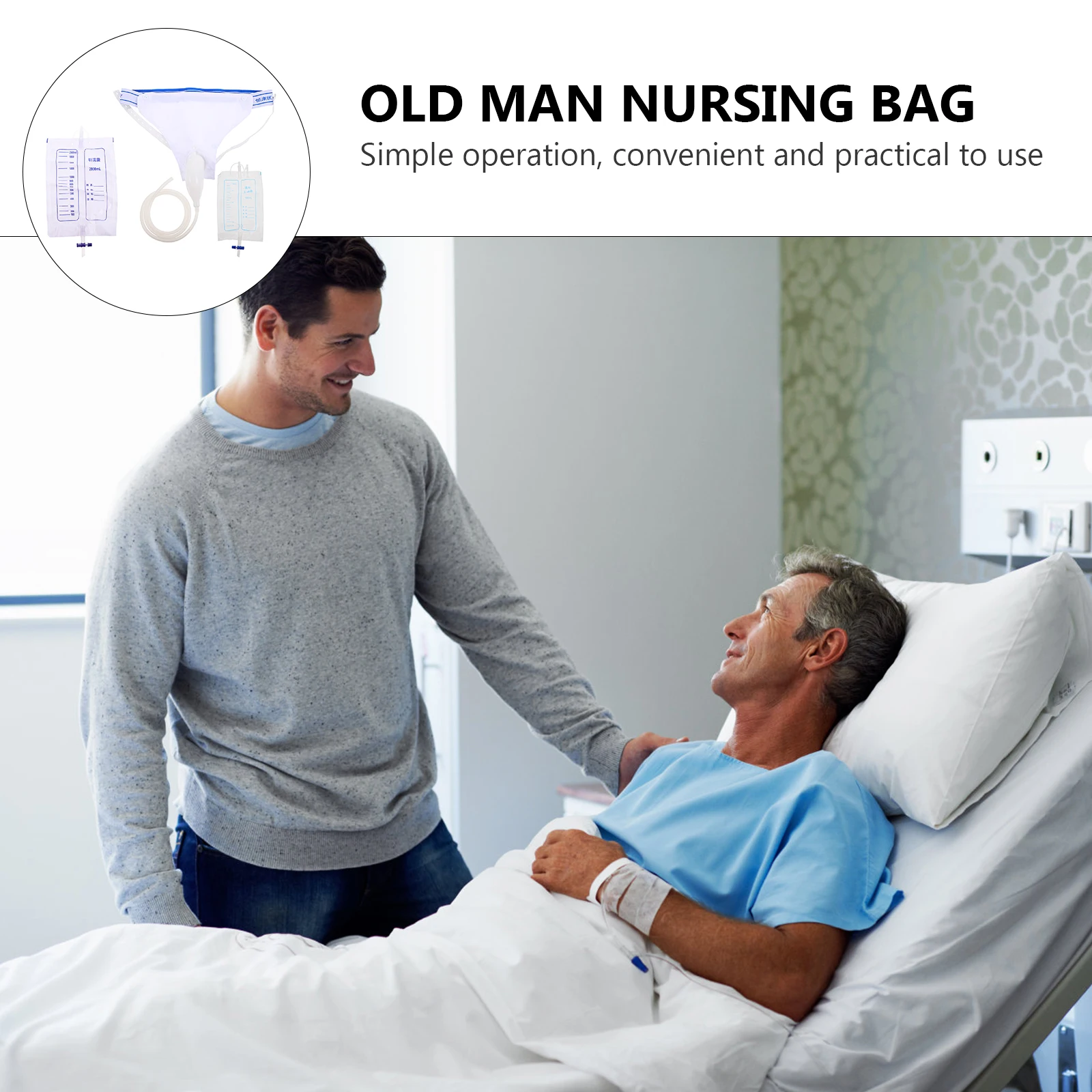 

Silicone Urine Collector Elderly Men Light Weight Portable Super Long Pipe Safe Material Comfortable Binding Wear Piss Drainage