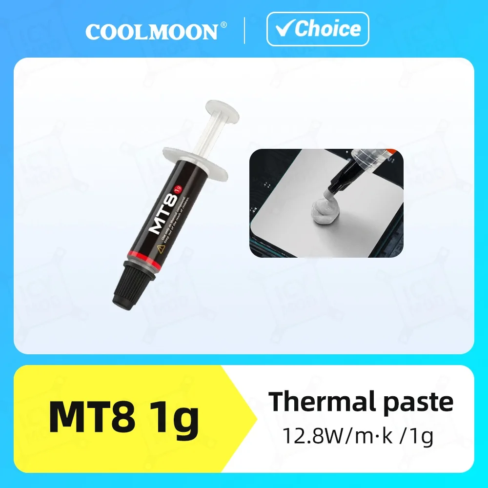 

Coolmoon 12.8W/m*k Thermal Paste MT8 1g Nano Particles CPU/GPU High-Performance Grease Durable Heat Dissipation