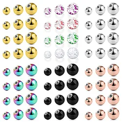 72Pcs Piercing Balls 3mm 5mm 8mm 16G 14g Surgical Steel Externally Threaded Replacement Balls Piercing Barbell Parts