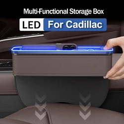 For Cadillac ATS CT6 CTS DTS XT5 Escalade ESV SRX STS XTS Car Crevice Storage Box With 2 USB Charger Colorful LED Seat Organizer