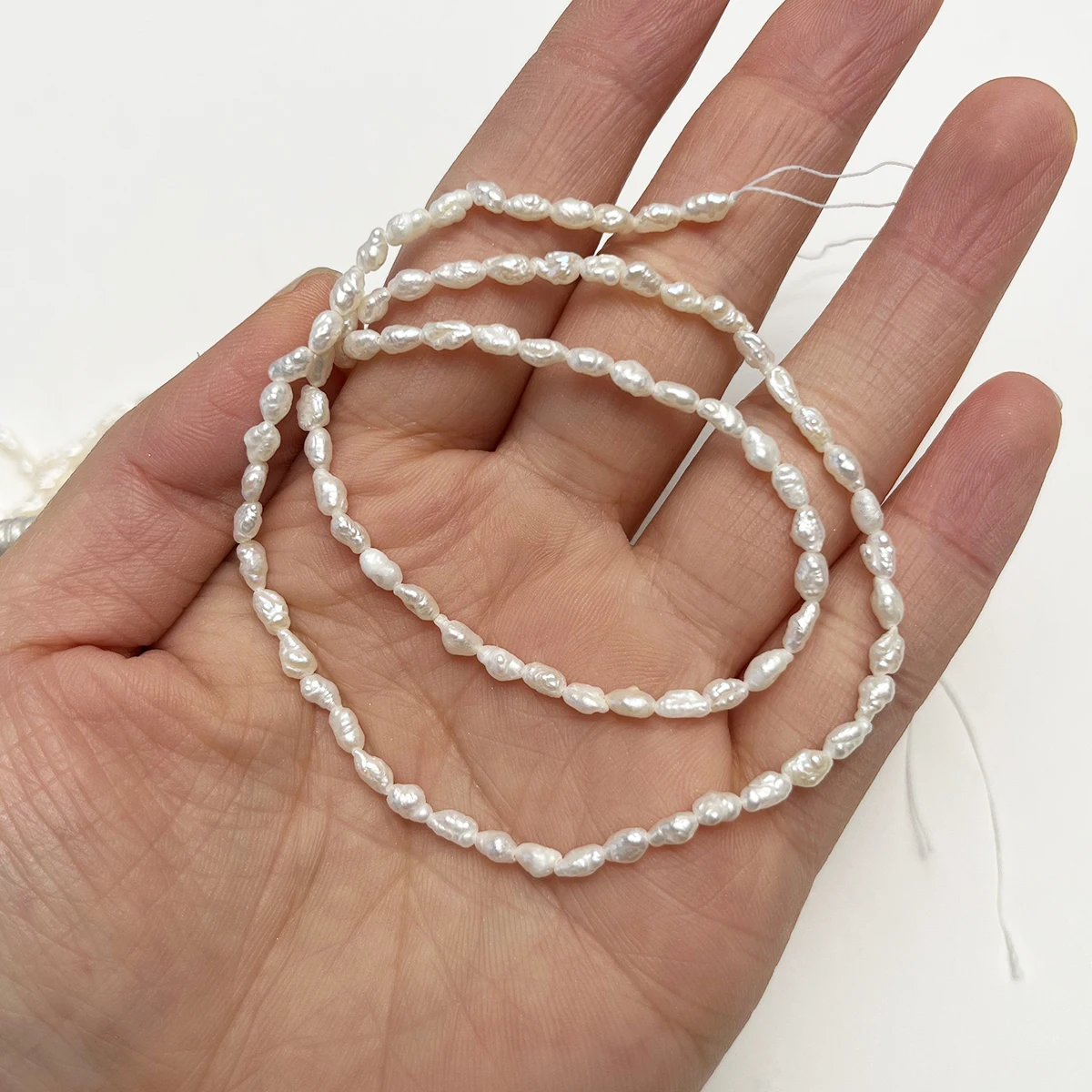 3-4mm White Rice Natural Freshwater Pearl Small Bead for Jewelry Making DIY Necklace Bracelet Accessories Gift Christmas Women