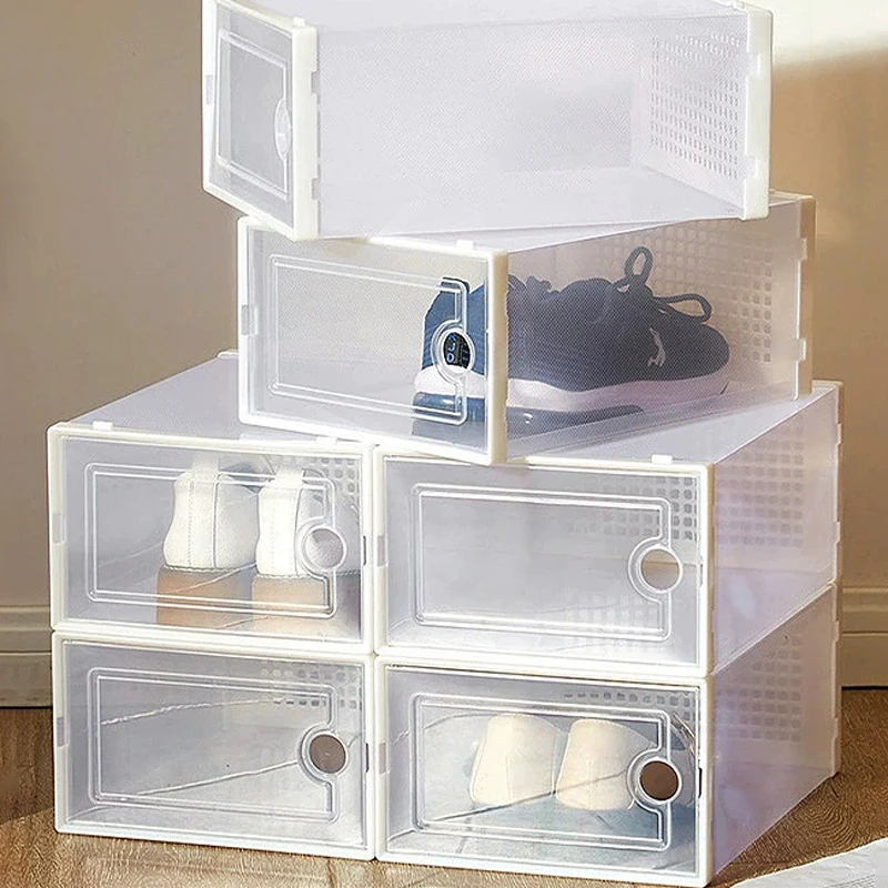 1/2/5 Pcs Plastic Large Box Can Store Accessories, Sundries, Shoes, Is A Stackable Shoe Box (Can Be Put On Size 42 Shoes)