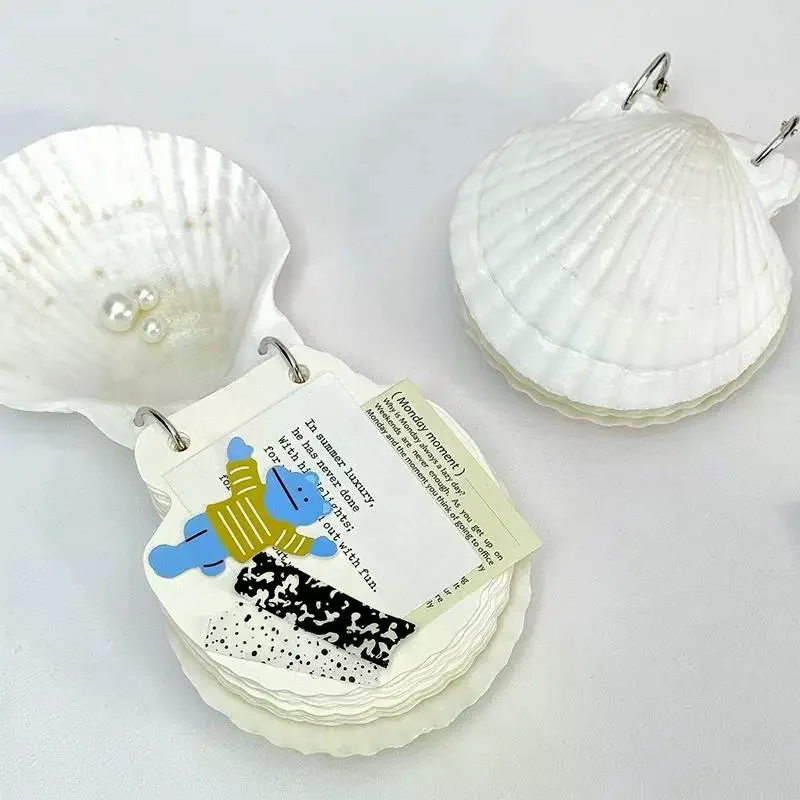 Multi-Purpose Natural Seashell Notebook Blank Inner Pages Portable Design Memo Pad Loose-leaf Notepad Students