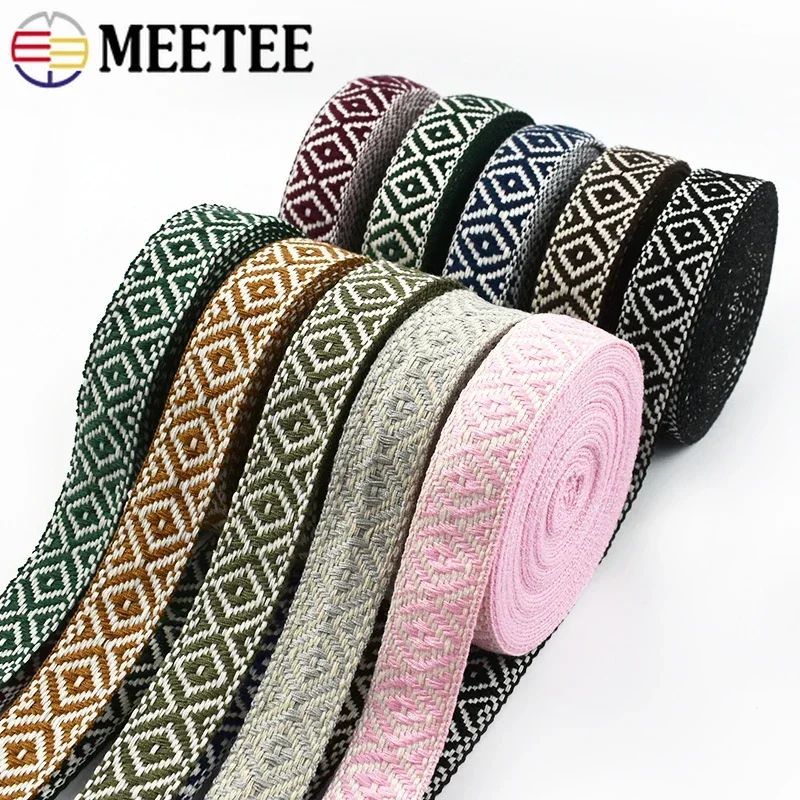 

5/10Meters 25mm Cotton Webbing Tape Ethnic Jacquard Ribbon for Bag Shoulder Strap Garment Belt Braid Band DIY Sewing Accessories