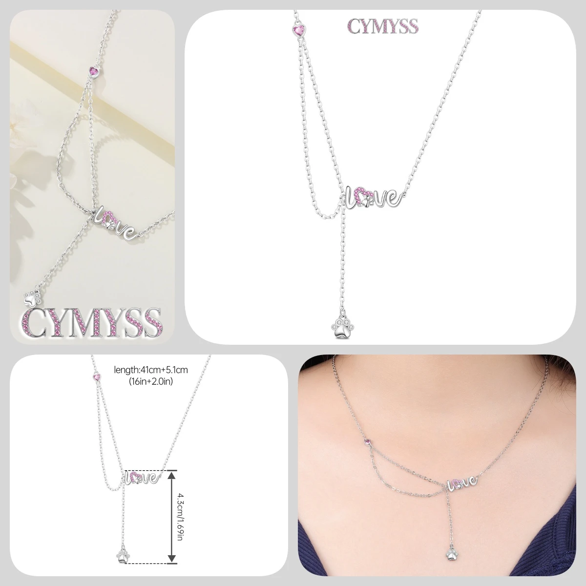 2026 Original 925 Sterling Silber Planeten-Halskette mit Liebesherz und Zirkonia-Einlage, Romantischer Modeschmuck, Partygeschenke für Frauen – Detail 12