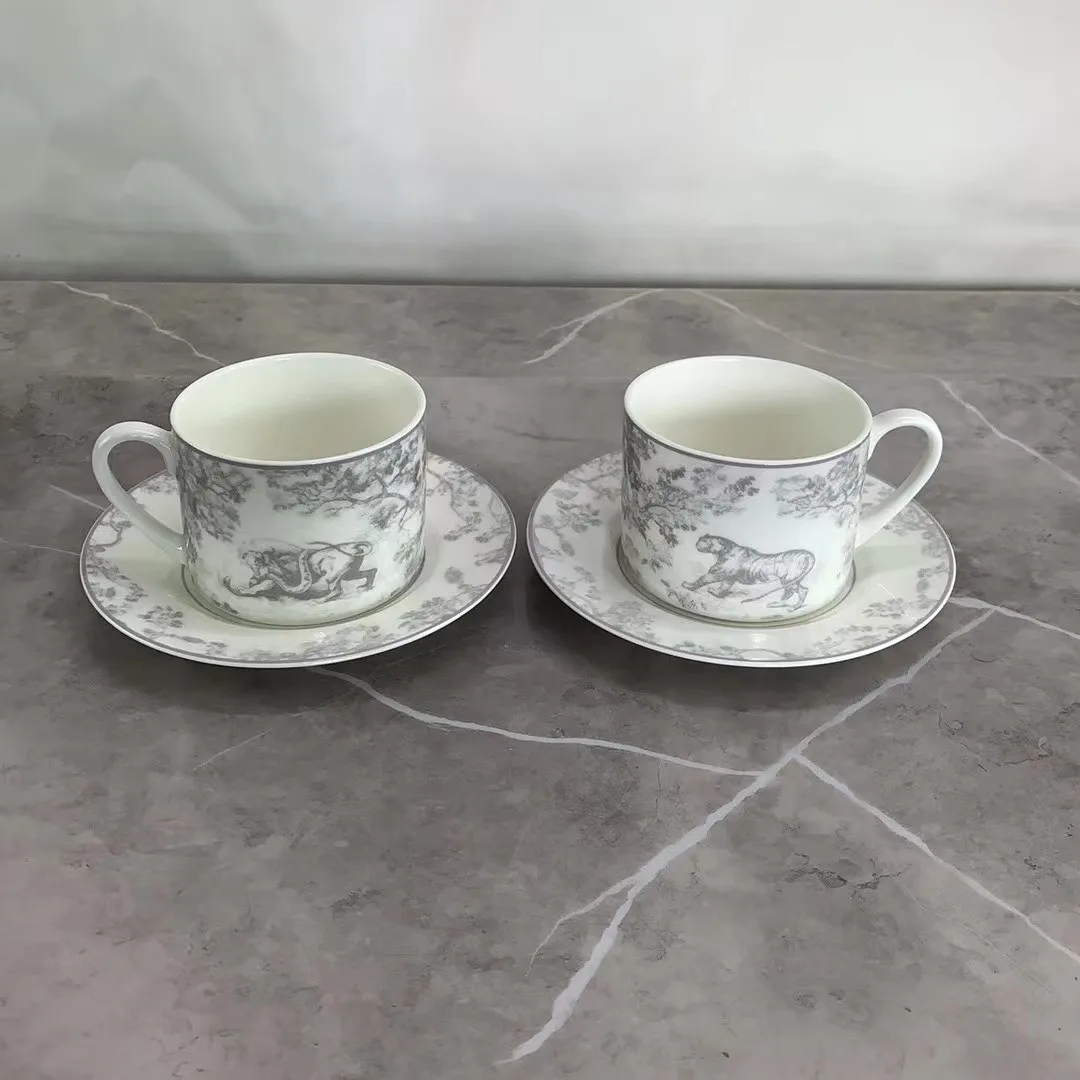 European Tiger Series Bone Porcelain Coffee Cup Plate Afternoon Tea Home Light Luxury Couple Cup Set Gift