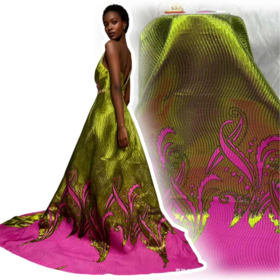 

African 5Yards Damask Lace 2025 High Quality French Brocade Lace Fabric Nigerian Jacquard for Women Party Material Dress TP1810