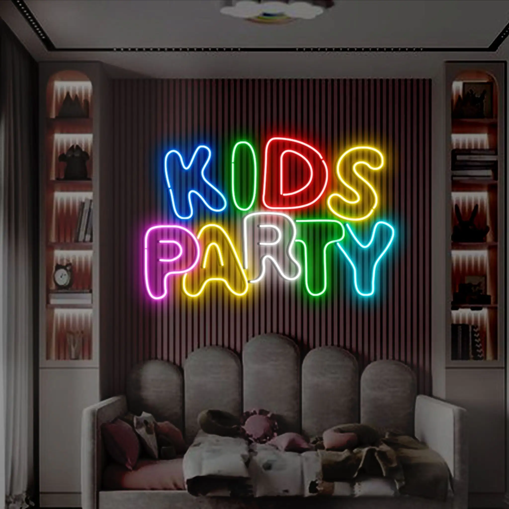 Kids Party Neon Sign Kids Love Light Up Game Room Decor Camping LED Kids Nursery Gift Party Hanging Light Kids Room Art Decor